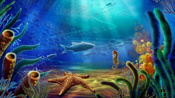 Широкоформатные обои Под водой, Морская жизнь