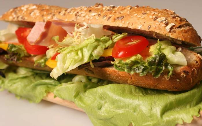 Широкоформатные обои Вкусный бургер, Бургер из фаст-фуда