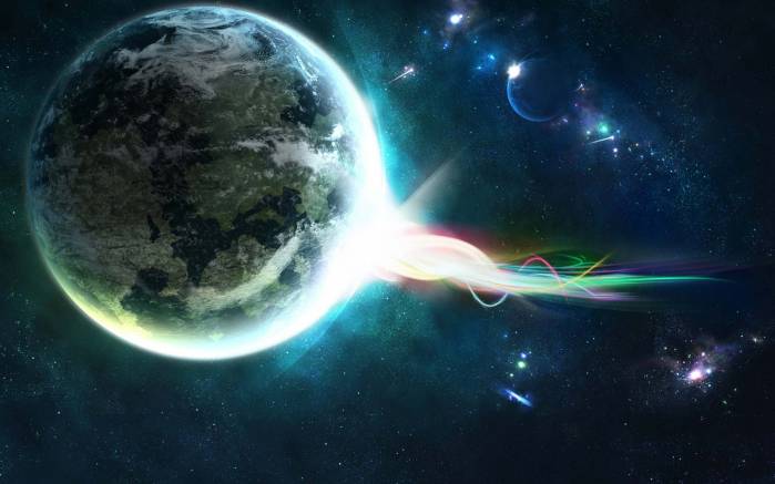 Широкоформатные обои Цифровая планета, Планета Земля в космосе