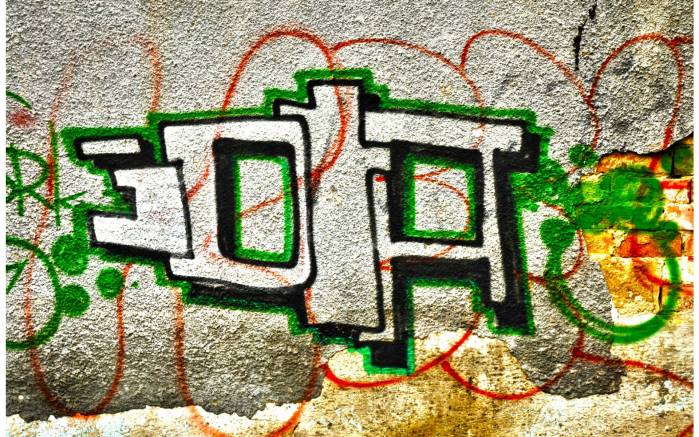 Широкоформатные обои Серо-зеленое граффити, Непонятное граффити