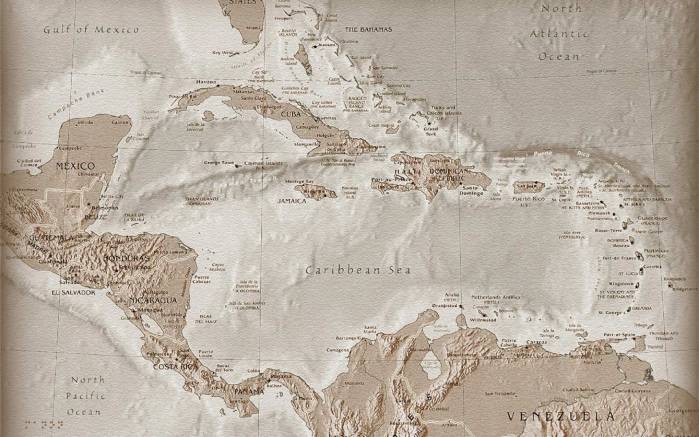 Широкоформатные обои Карта Центральной Америки, Старая карта Центральной Америки
