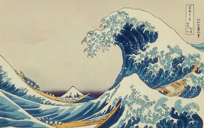 Широкоформатные обои Китайская картина моря, Картина бушующего моря