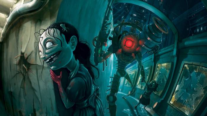 Широкоформатные обои BioShock, Кровавая девушка