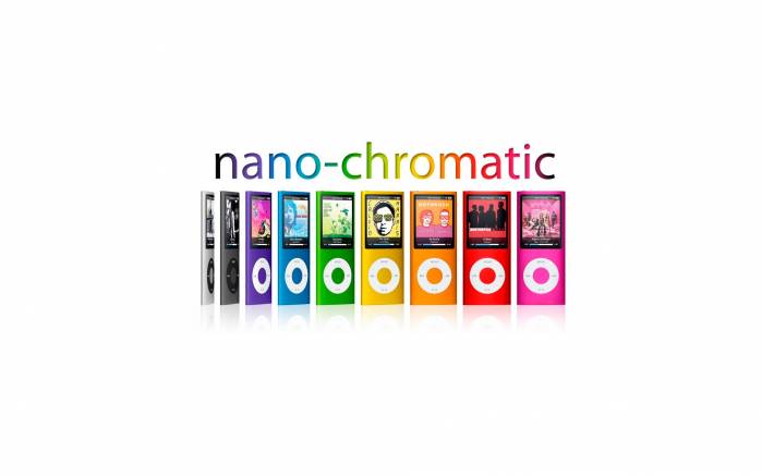 Широкоформатные обои Разноцветные плееры, Разноцветные плееры Nano