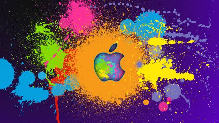 Широкоформатные обои Красочный Apple, Разбрызганные краски