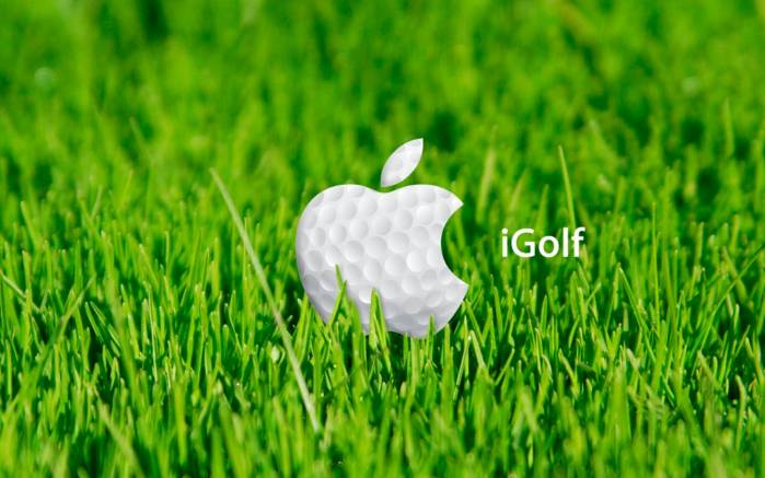 Широкоформатные обои Эппл Гольф, Логотип Эппл в виде мяча для гольфа