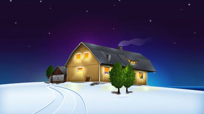 Широкоформатные обои Рождество дома, Одинокий домик