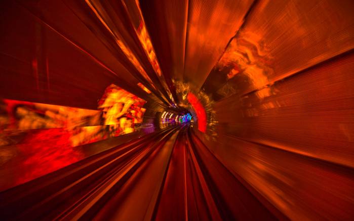Широкоформатные обои Подземный туннель, Подземный туннель в Шанхае (Bund Sight Seeing Tunnel)