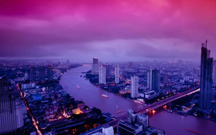 Широкоформатные обои Бангкок, Ночь в Бангкоке