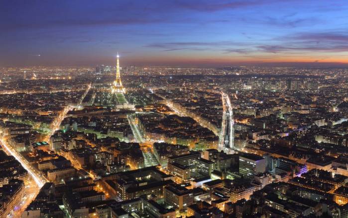 Широкоформатные обои Париж ночью, Огни ночного Парижа