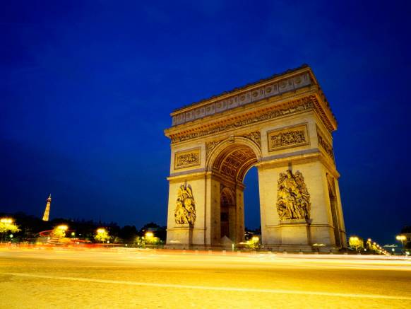 Широкоформатные обои Триумфальная арка, Триумфальная арка ночью