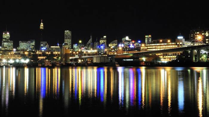 Широкоформатные обои Ночной Сидней, Огни ночного Сиднея