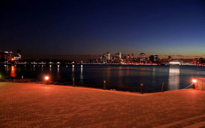 Широкоформатные обои Панорама ночного города, Панорамный вид на ночной город