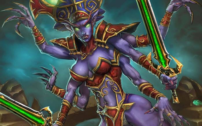 Широкоформатные обои Женщина из WoW, Рисунок женщины-воина