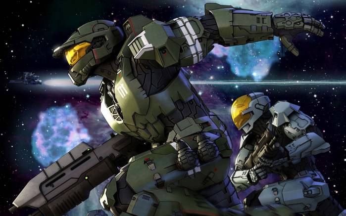 Широкоформатные обои Рисунок к игре Halo, Воины из игры Хало