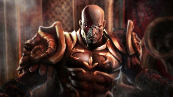 Широкоформатные обои God of War II, Сильный Кратос